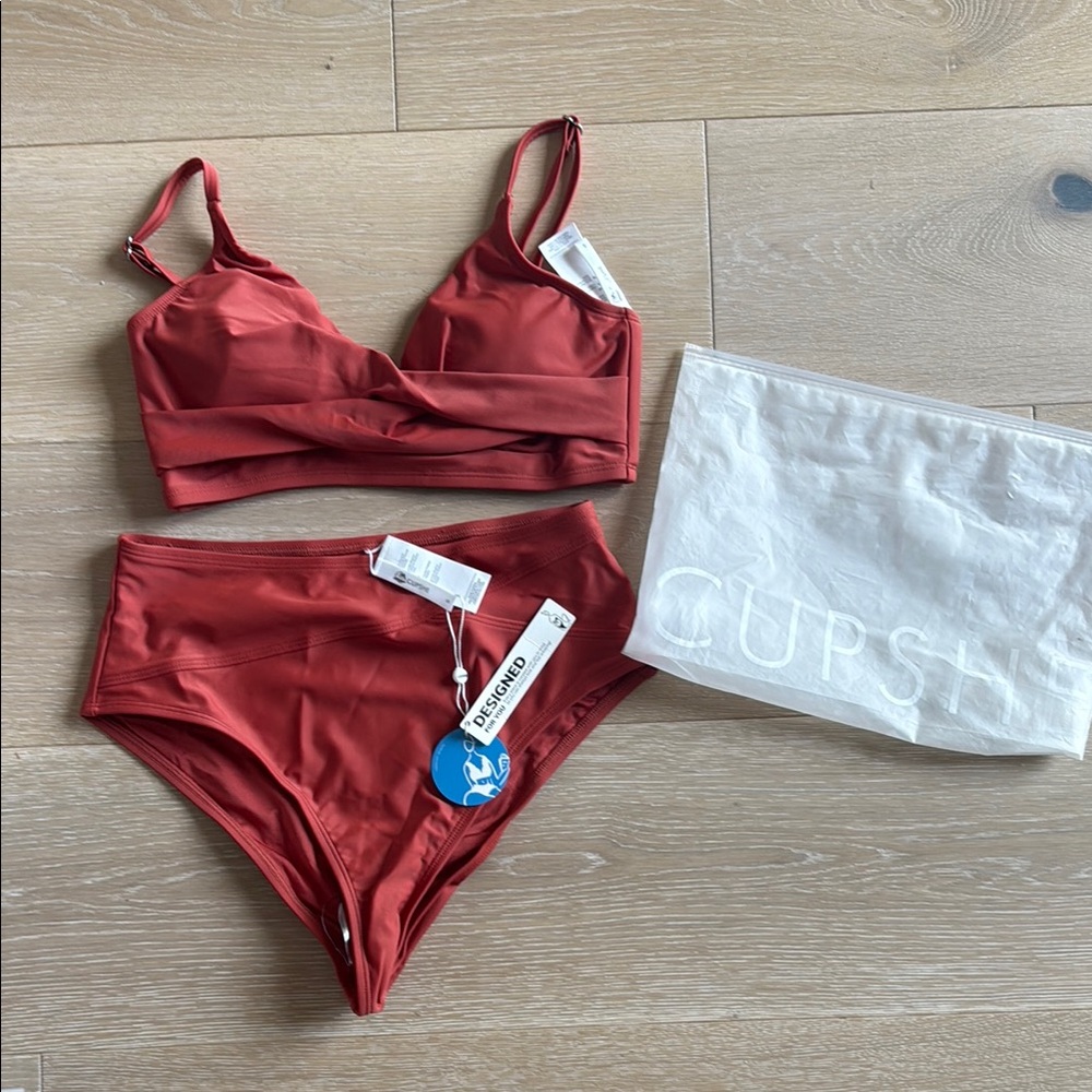Cupshe Deep Red Bikini Set